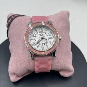 Juicy Couture HRH 1900615 Ladies Pink‎ Silicone Band Pave Watch New Battery
